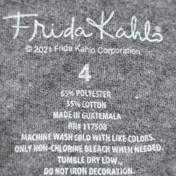 Frida Kahlo Dark Grey Tee "We Can Endure..." - Size 4 - Picture 4 of 5